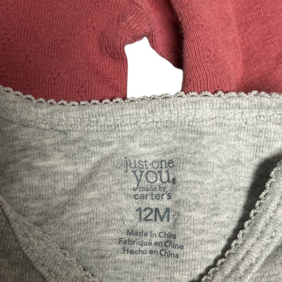 Just One You By Carters Baby Girl 2Pack Size 12M Grey/Maroon Comfy - Picture 6 of 7